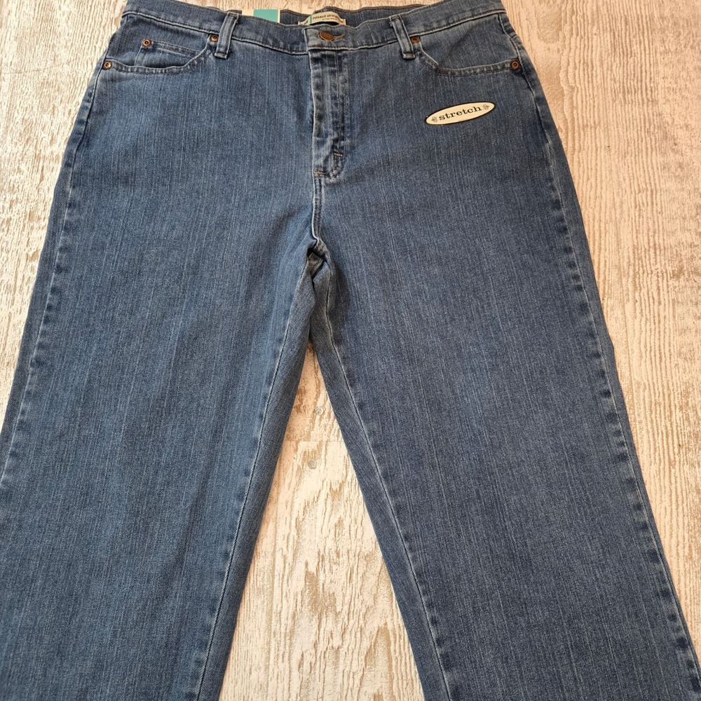 NWT Lee Womens RelaxedStraight Leg Jeans Medium Wash Stretch Denim Size 14 Short